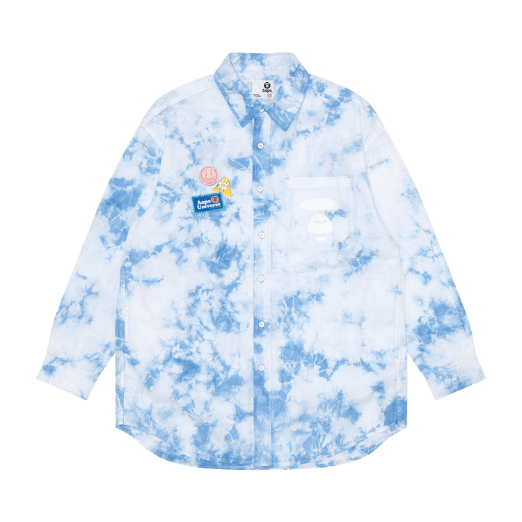 AAPE Moonface Relaxed Tie-Dye Shirt "Blue"