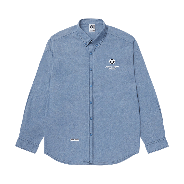 AAPE Moonface Patch Button-Down Shirt "Blue"