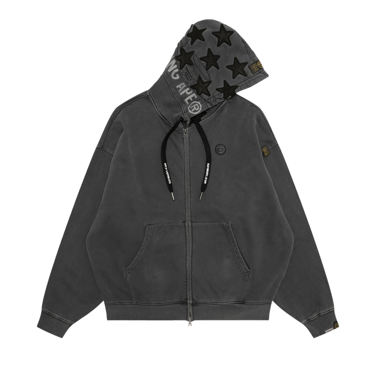 AAPE Moonface Star Hooded Zip-Up Sweatshirt "Black/Light"