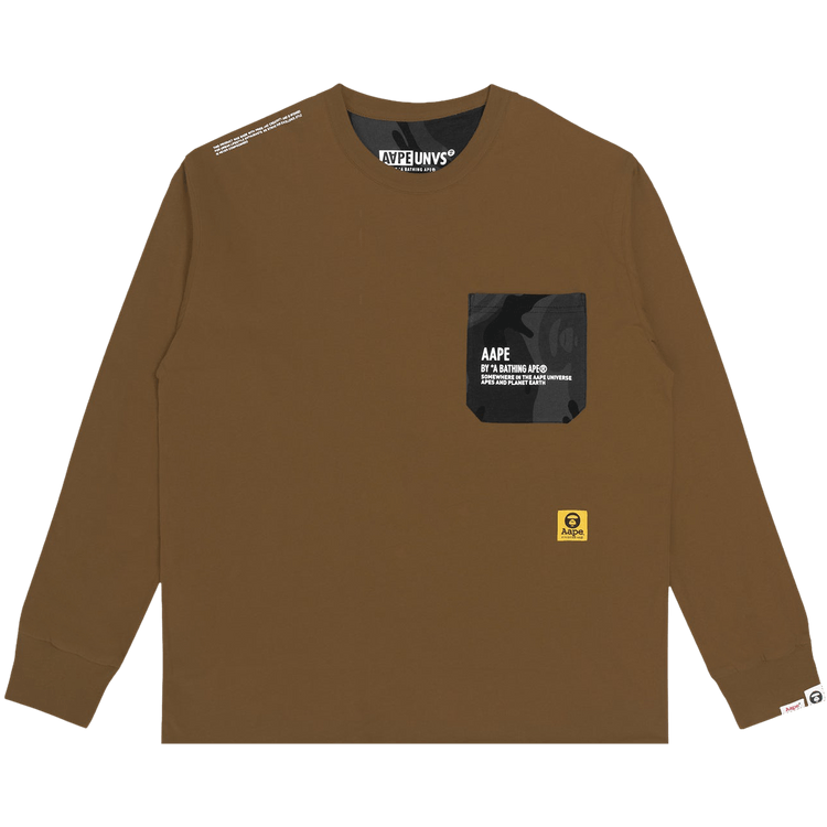 AAPE Moonface Reversible Camo Long-Sleeve Tee "Brown/Light"