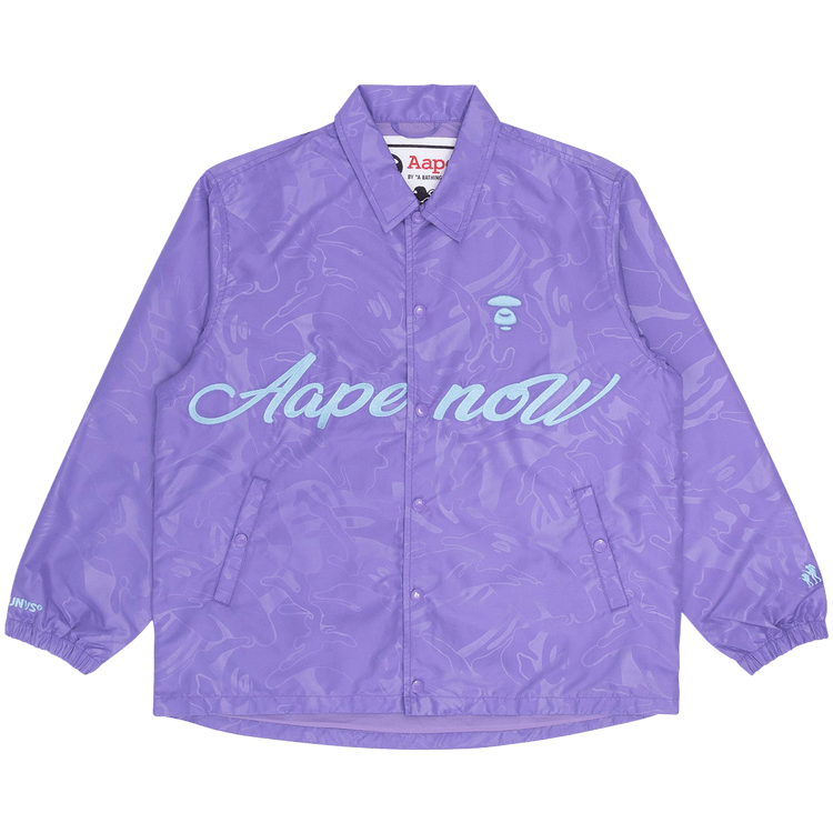 AAPE Moonface Embroidered Coach Jacket "Purple/Multi"