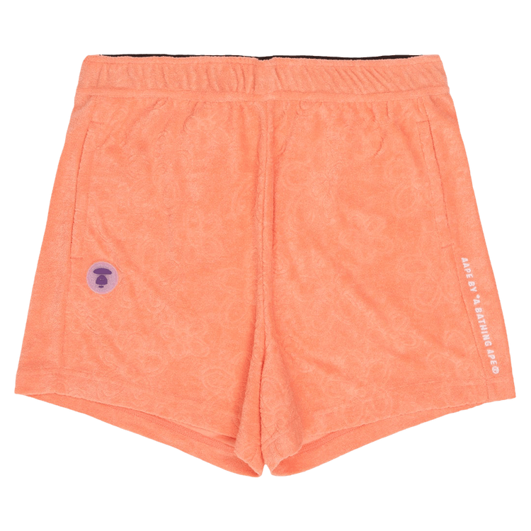 AAPE Moonface Patterned Textured Sweat Shorts "Orange"