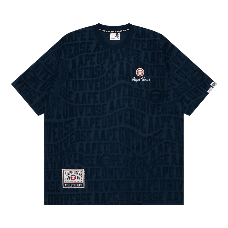 AAPE Moonface Patch Jacquard Terry Tee "Navy"