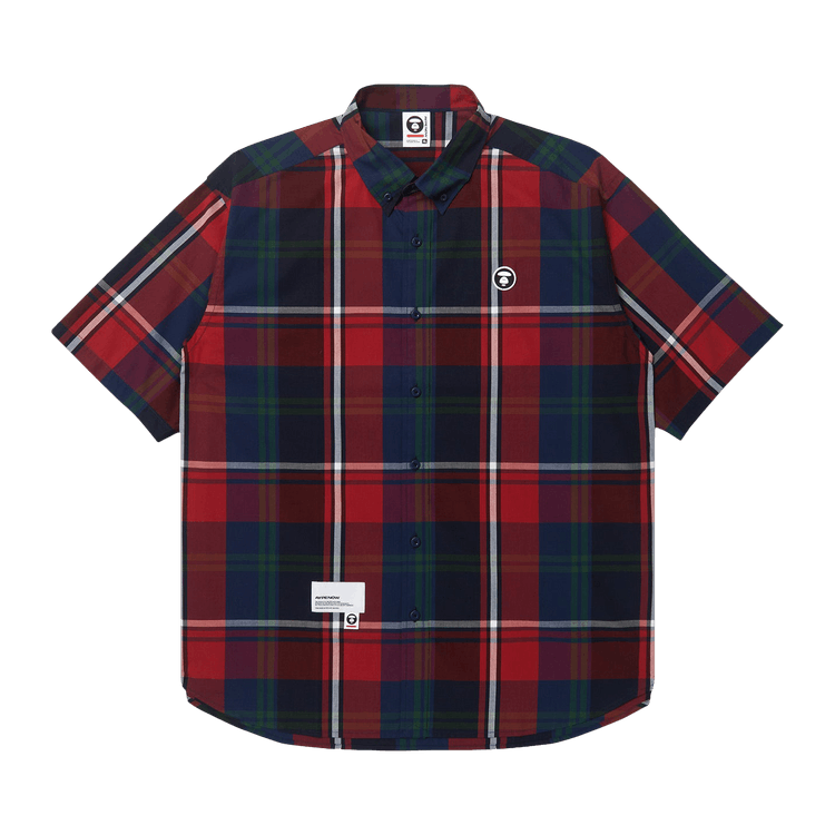 AAPE Moonface Patch Plaid Short-Sleeve Shirt "Red/Green"