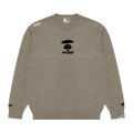 AAPE Moonface Logo Basic Knit Sweatshirt "White/Heather"