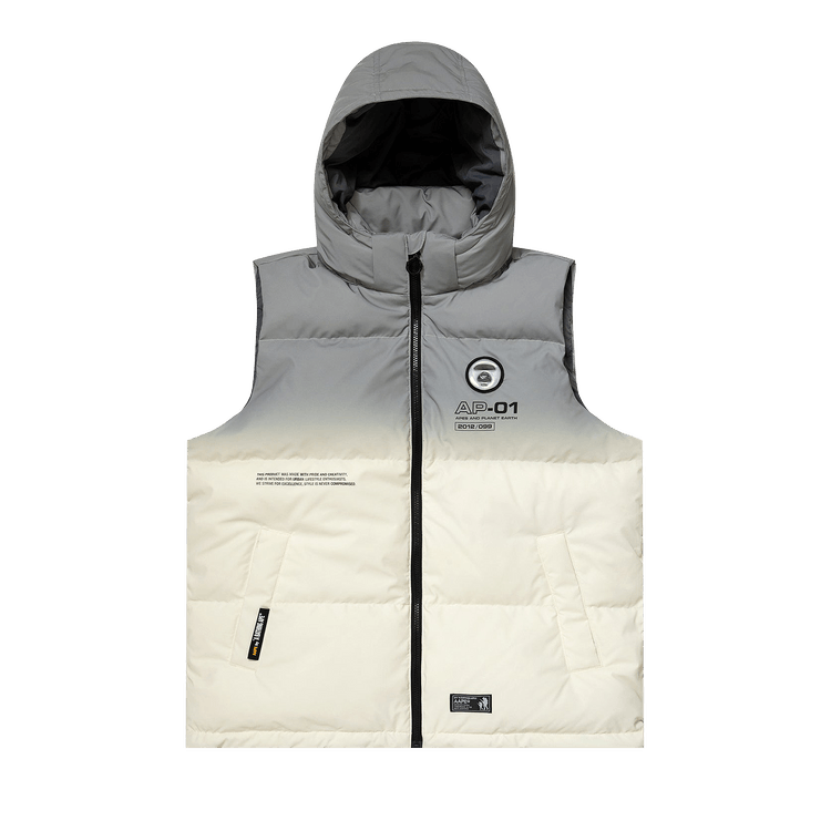 AAPE Moonface Hooded Gradient Down Vest "White/Silver"