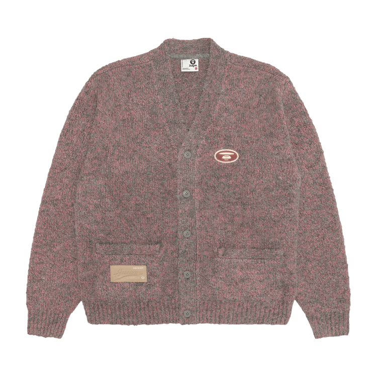 AAPE Moonface Button Down Cardigan "Pink/Grey"