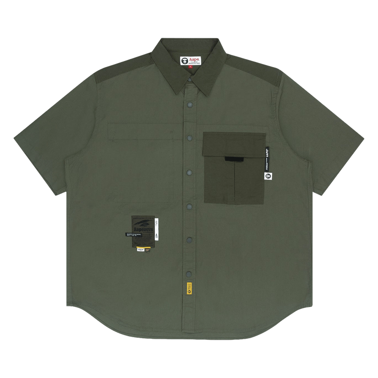 AAPE Moonface Colour Blocked Shirt "Khaki/Dark"