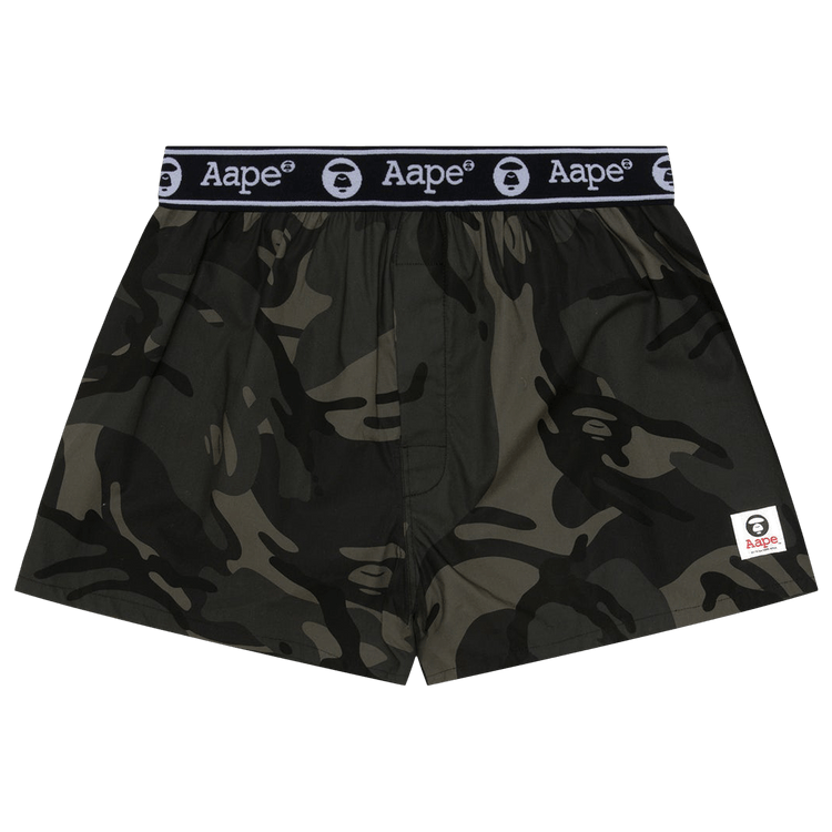 AAPE Moonface Logo Camo Print Boxer Shorts "Black/Multi"