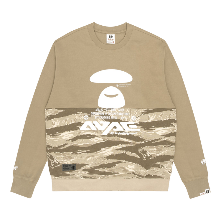 AAPE Moonface Crew Neck Sweatshirt "Beige"
