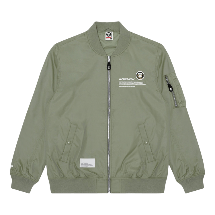 AAPE Moonface Patch Zip-Up Bomber Jacket "Khaki/Light"