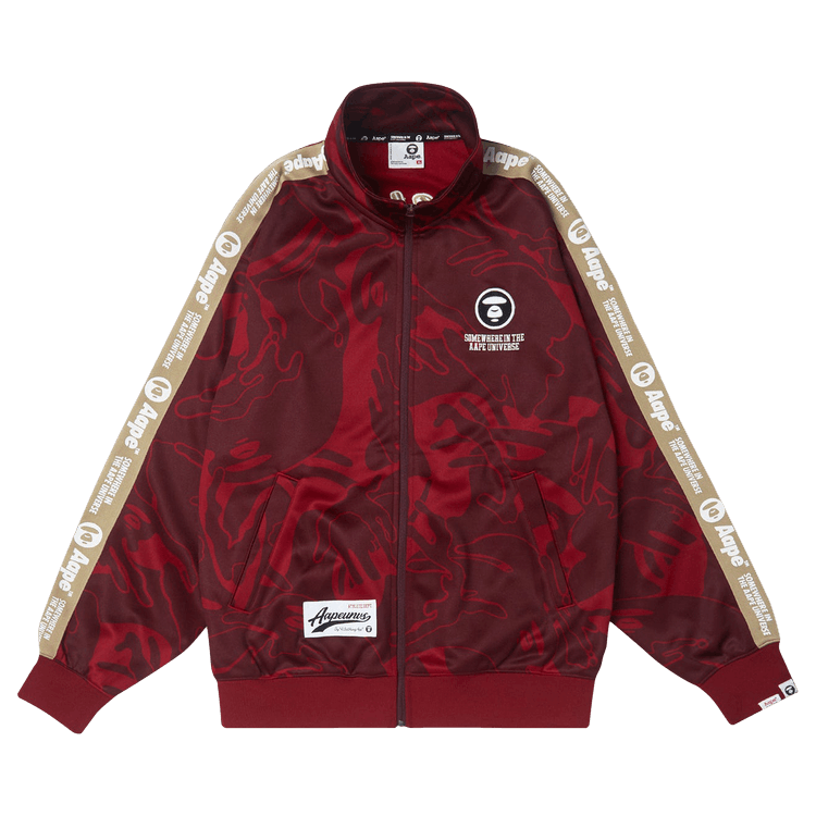 AAPE Moonface Embroidered Track Jacket "Burgundy/Multi"