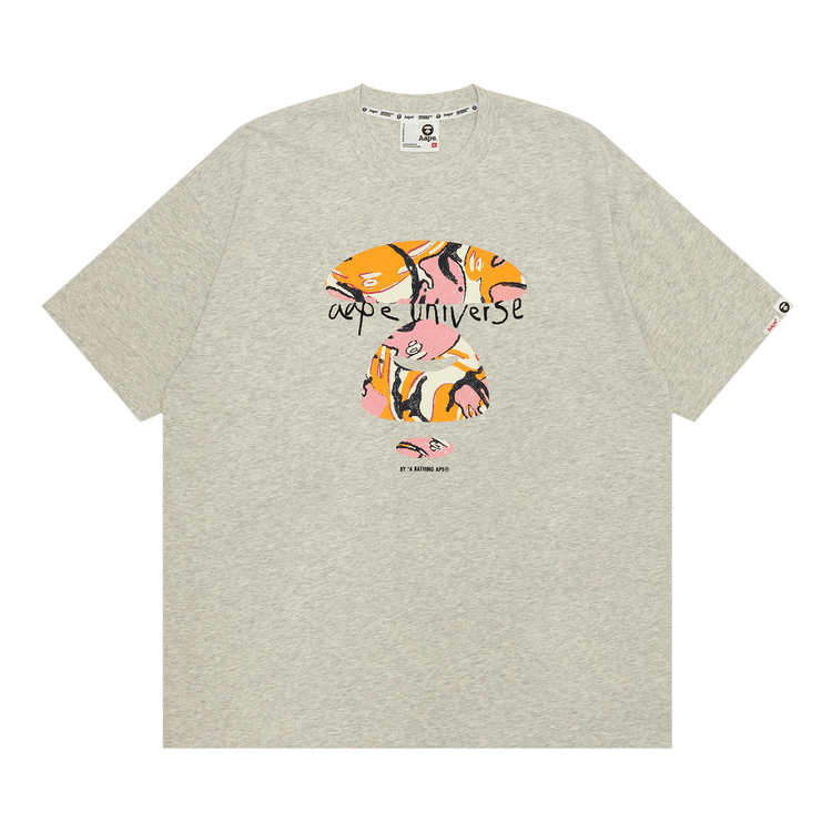 AAPE Moonface Graffiti Printed Tee "White/Heather"