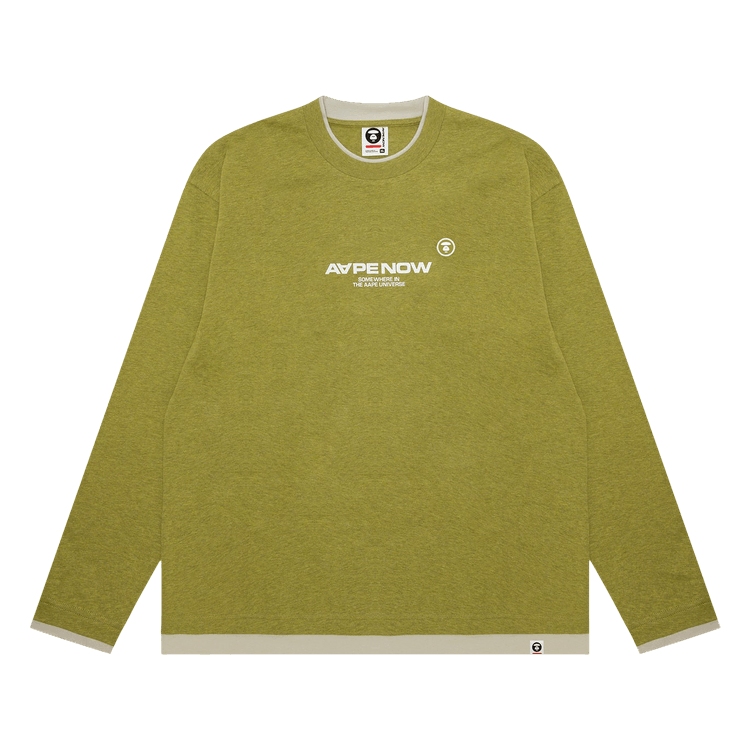AAPE Now Moonface Logo Long Sleeve Tee "Green/Heather"