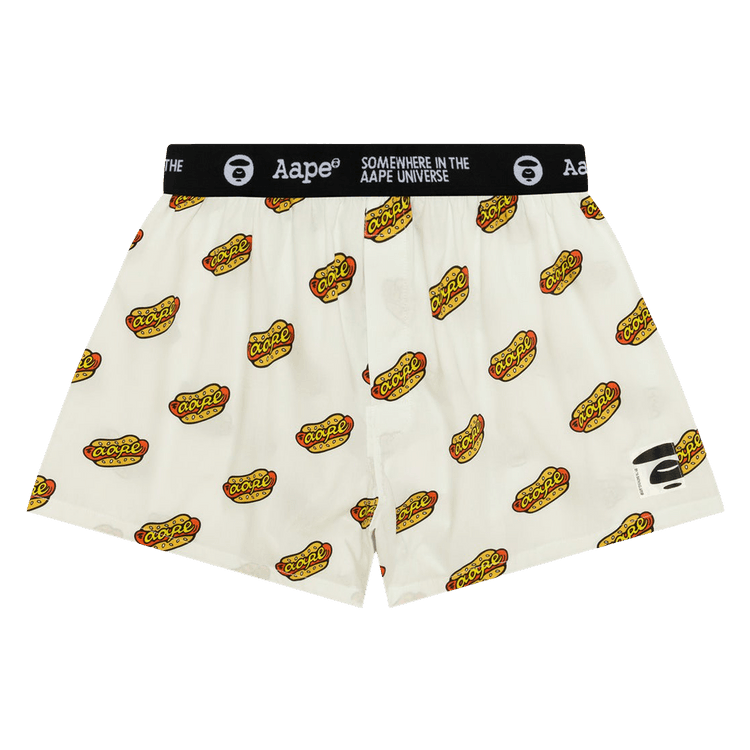 AAPE Graphic Print Boxer Shorts "Ivory/Yellow"