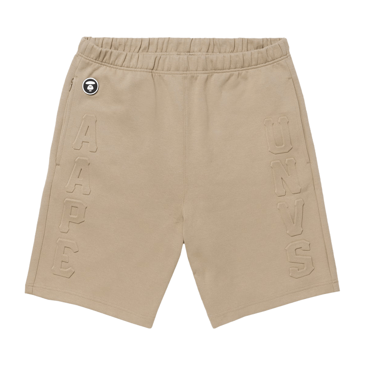 AAPE Moonface Logo Embossed Sweat Shorts "Beige/Red"