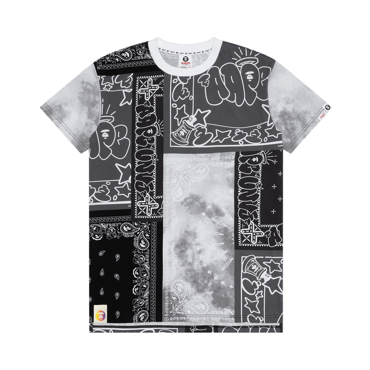 AAPE Moonface Bandana Printed Tee "Black"