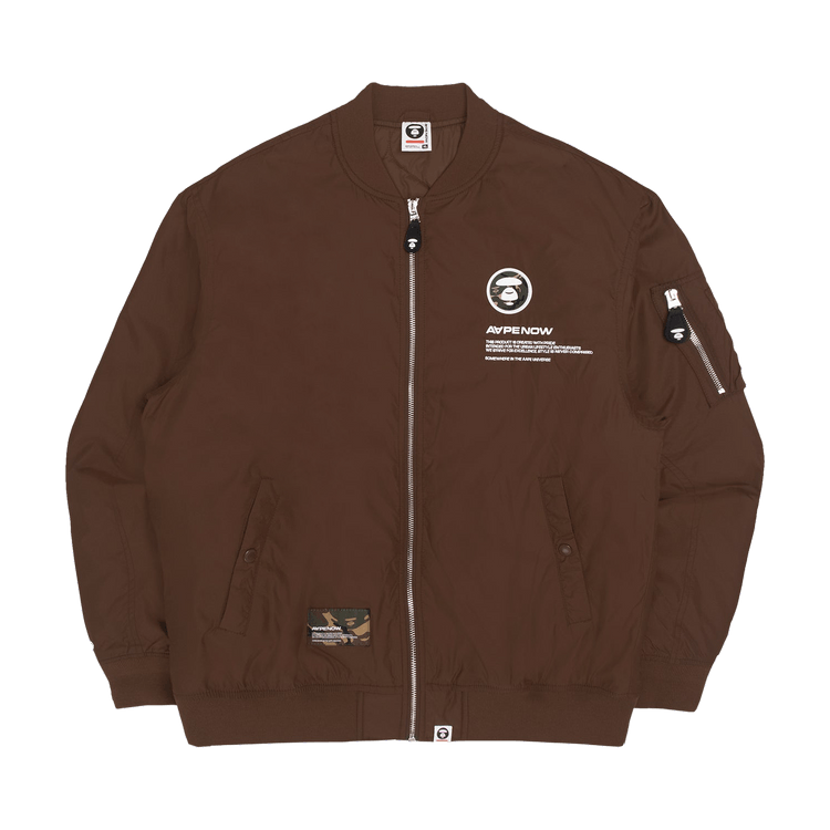 AAPE Moonface Zipped Bomber Jacket "Brown/Dark"