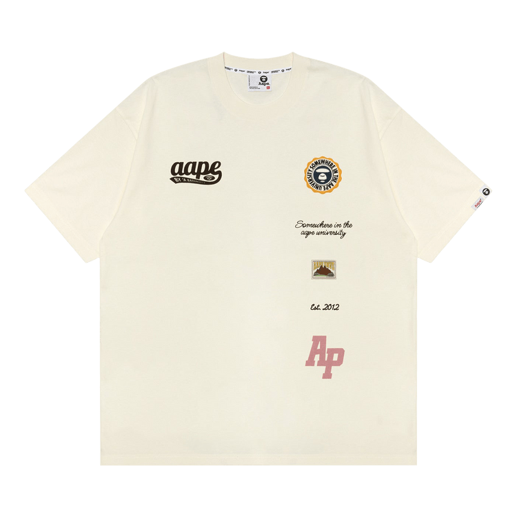 AAPE Unvs Embroidered Logo Tee "Ivory"