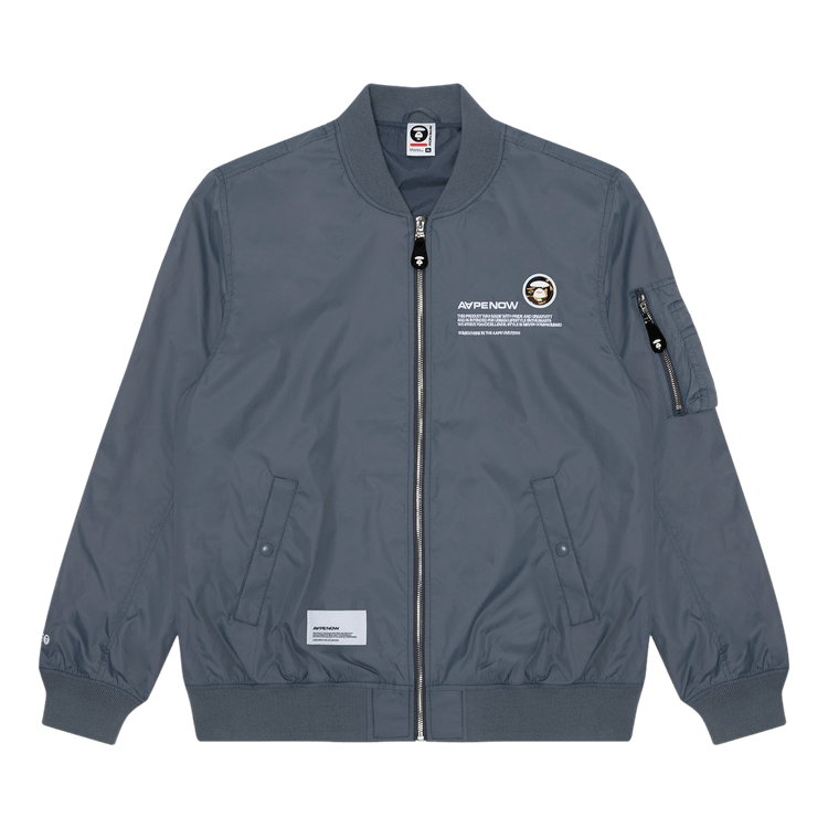 AAPE Moonface Patch Zip-Up Bomber Jacket "Grey/Light"