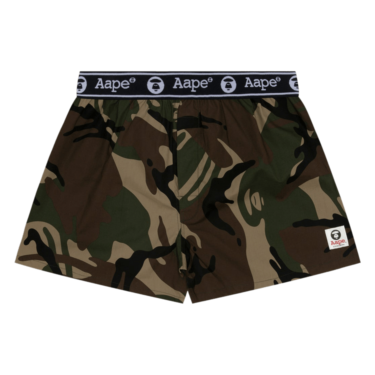 AAPE Moonface Logo Camo Print Boxer Shorts "Green/Multi"