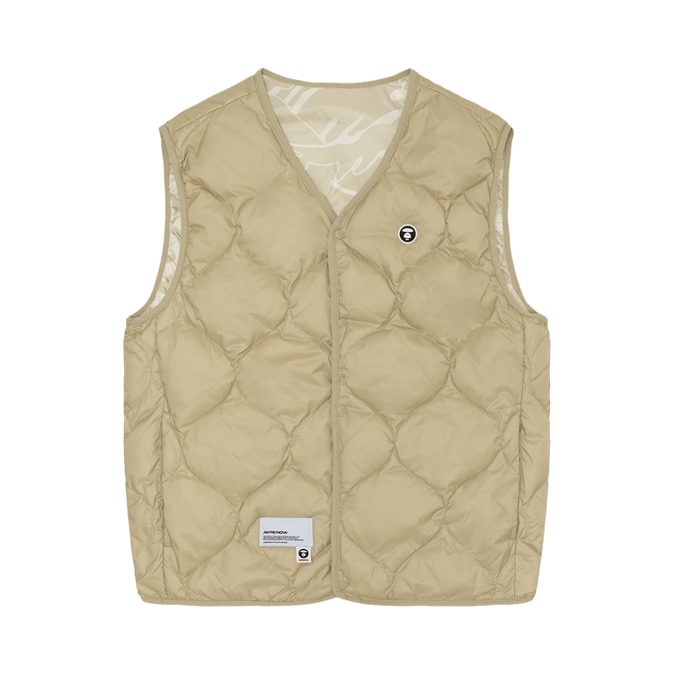 AAPE Moonface Camo Reversible Down Vest "Ivory/Grey"