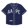 AAPE Moonface Patch Striped Short-Sleeve Shirt "Navy/Blue"