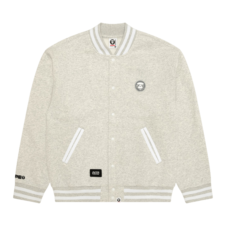 AAPE Now Moonface Varsity Jacket "White/Heather"