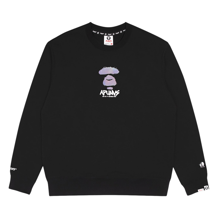 AAPE Moonface Tie-Dye Drip Graphic Sweatshirt "Black"