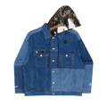 AAPE Moonface Panelled Hooded Denim Jacket "Blue"