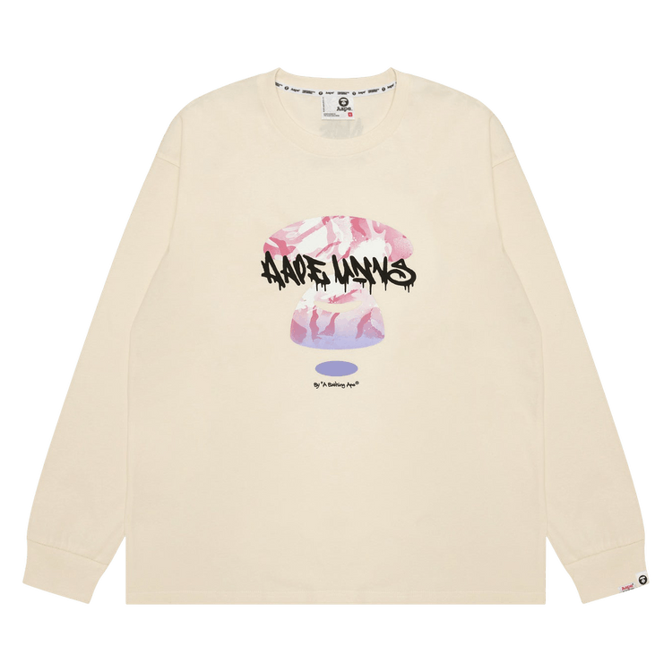 AAPE Unvs Moonface Long Sleeve Tee "Ivory/White"