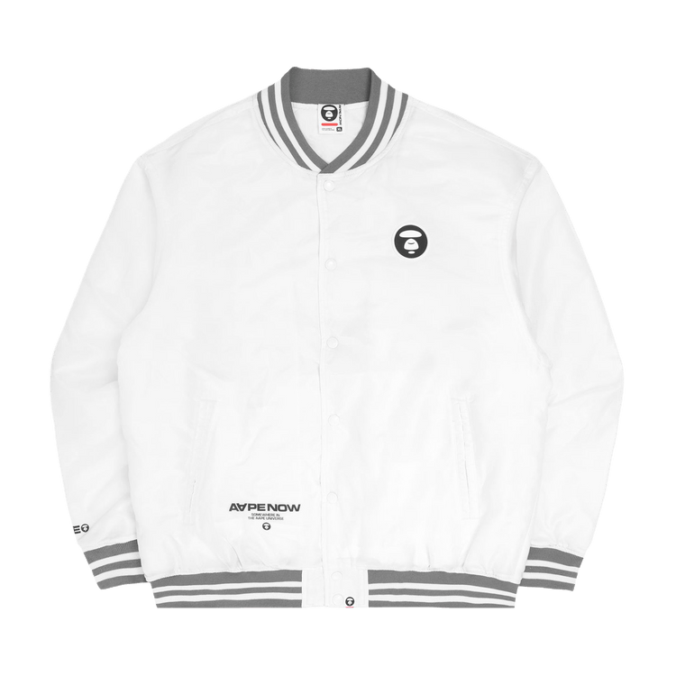 AAPE Moonface Printed Bomber Jacket "White"