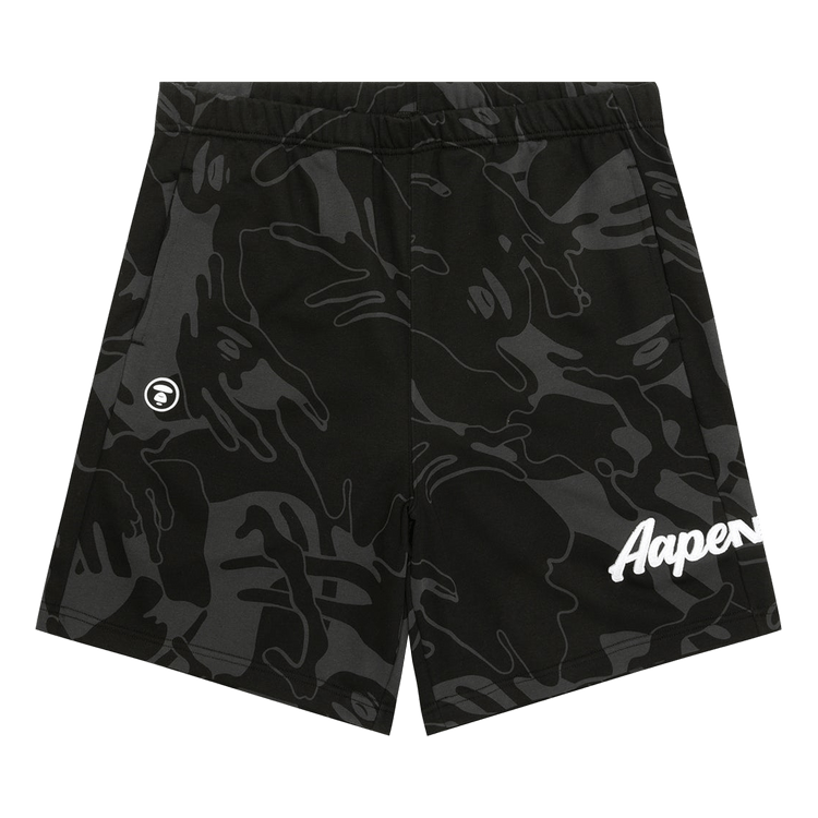 AAPE Now Moonface Logo Camo Sweat Shorts "Black/Multi"