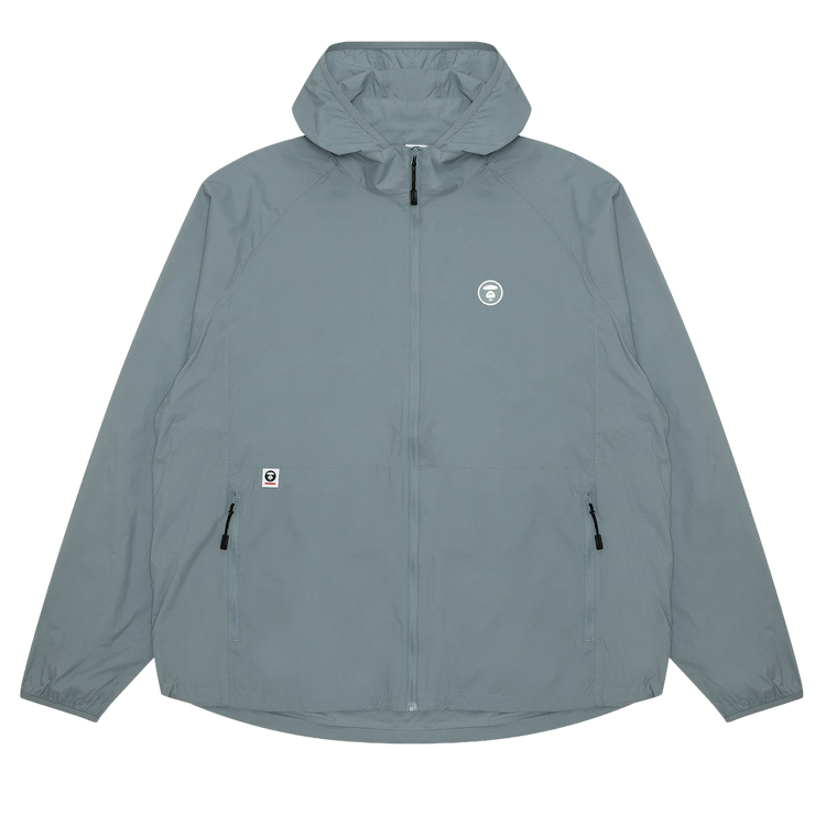 AAPE Now Moonface Logo Windbreaker Jacket "Grey/Blue"