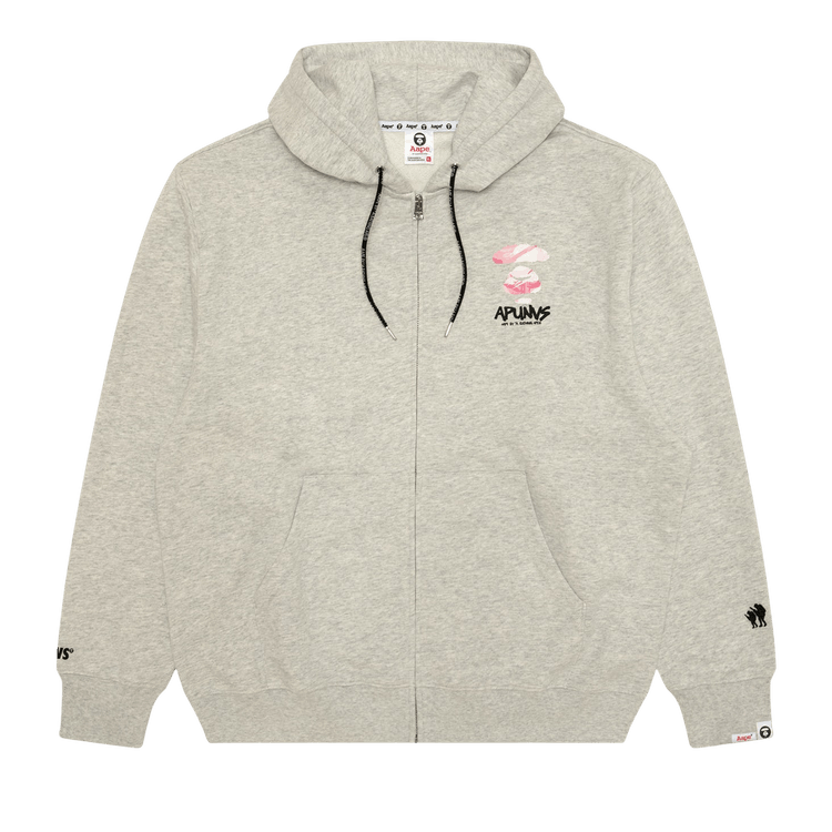 AAPE Basic Zip Up Sweatshirt "White/Heather"