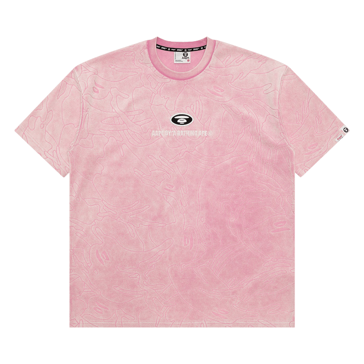 AAPE Moonface Logo Camo Washed Tee "Pink"