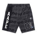 AAPE Moonface Patterned Mesh Shorts "Black/Red"