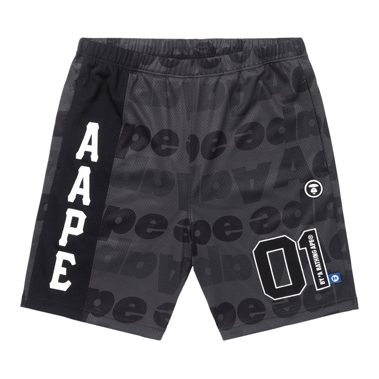 AAPE Moonface Patterned Mesh Shorts "Black/Red"