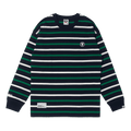 AAPE Moonface Patch Striped Long-Sleeve Tee "Navy/Green"