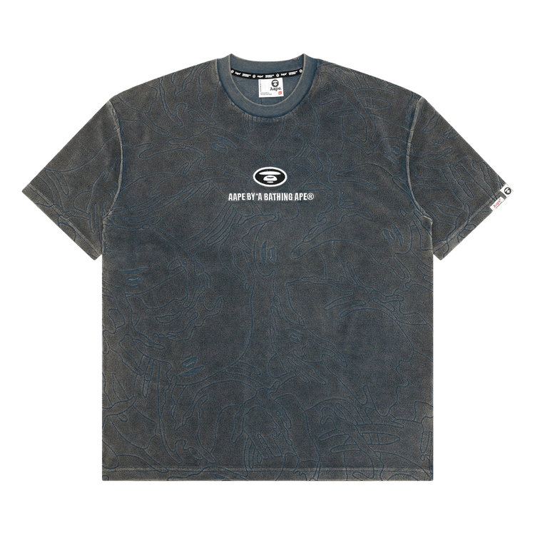 AAPE Moonface Logo Camo Washed Tee "Navy"