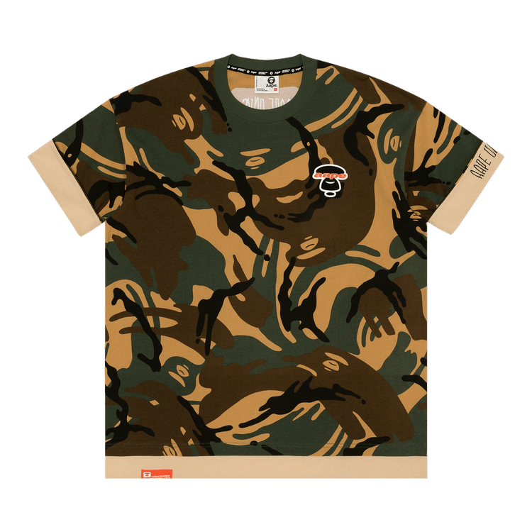 AAPE Moonface Contrasting-Trimmed Tee "Green/Yellow"