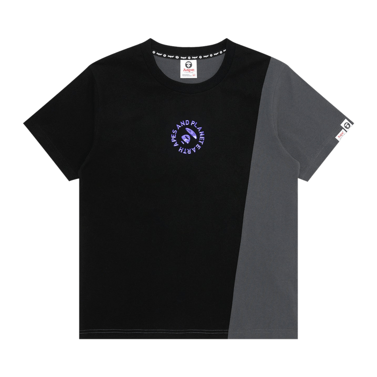AAPE Moonface Embossed Panelled Tee "Black"