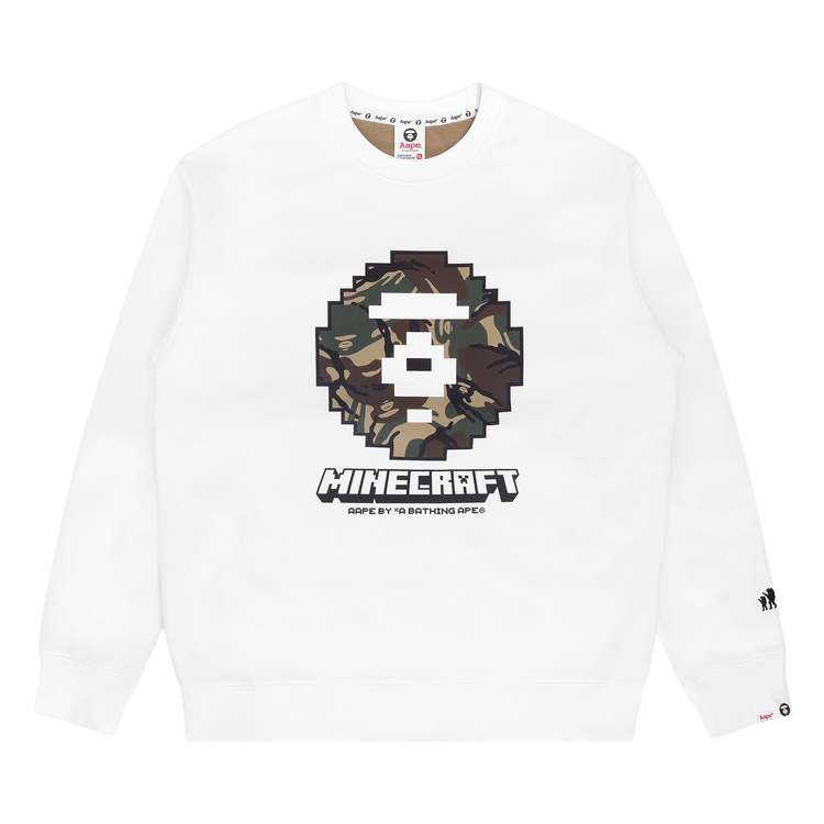 AAPE X Minecraft Camo Panel Sweatshirt "White"