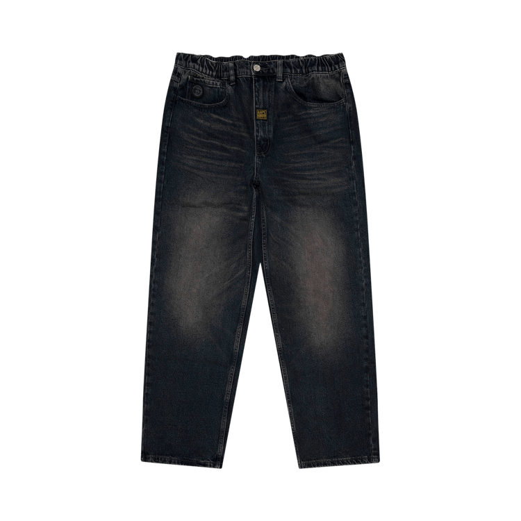 AAPE Moonface Washed Jeans "Navy/Purple"