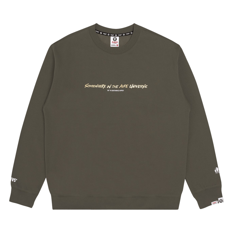 AAPE Moonface Drip Graphic Sweatshirt "Beige/Brown"