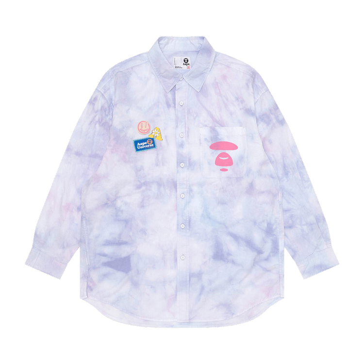 AAPE Moonface Relaxed Tie-Dye Shirt "Purple/Pink"