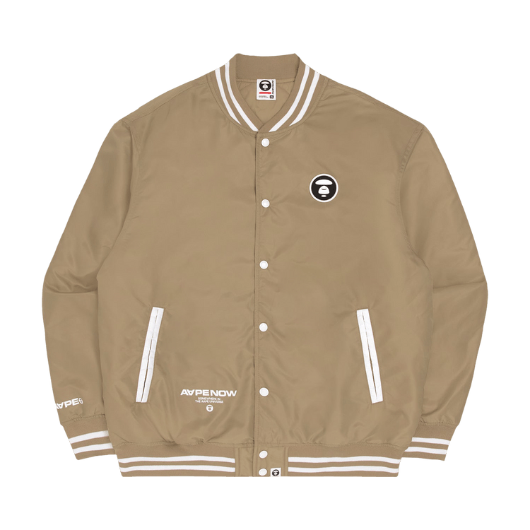 AAPE Moonface Printed Bomber Jacket "Beige/Dark"