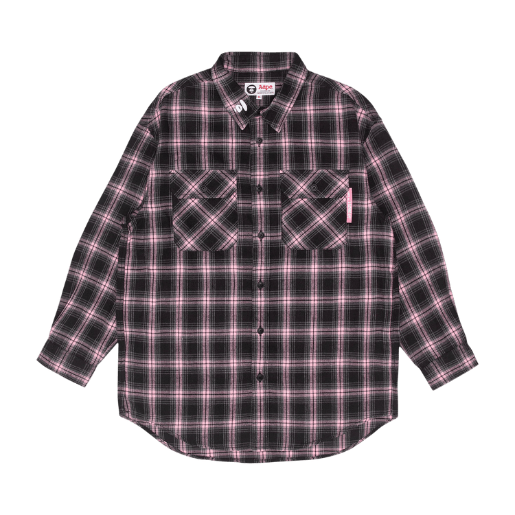 AAPE Moonface Chest Pocket Plaid Shirt "Pink"