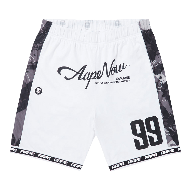 AAPE Moonface Graphic Reversible Shorts "White"