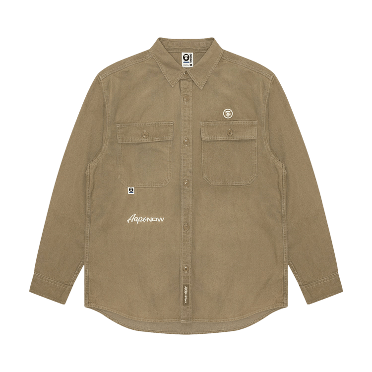 AAPE Moonface Patch Pockets Shirt "Beige"